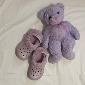 Purple Plush Teddy Bear and Shoes Set